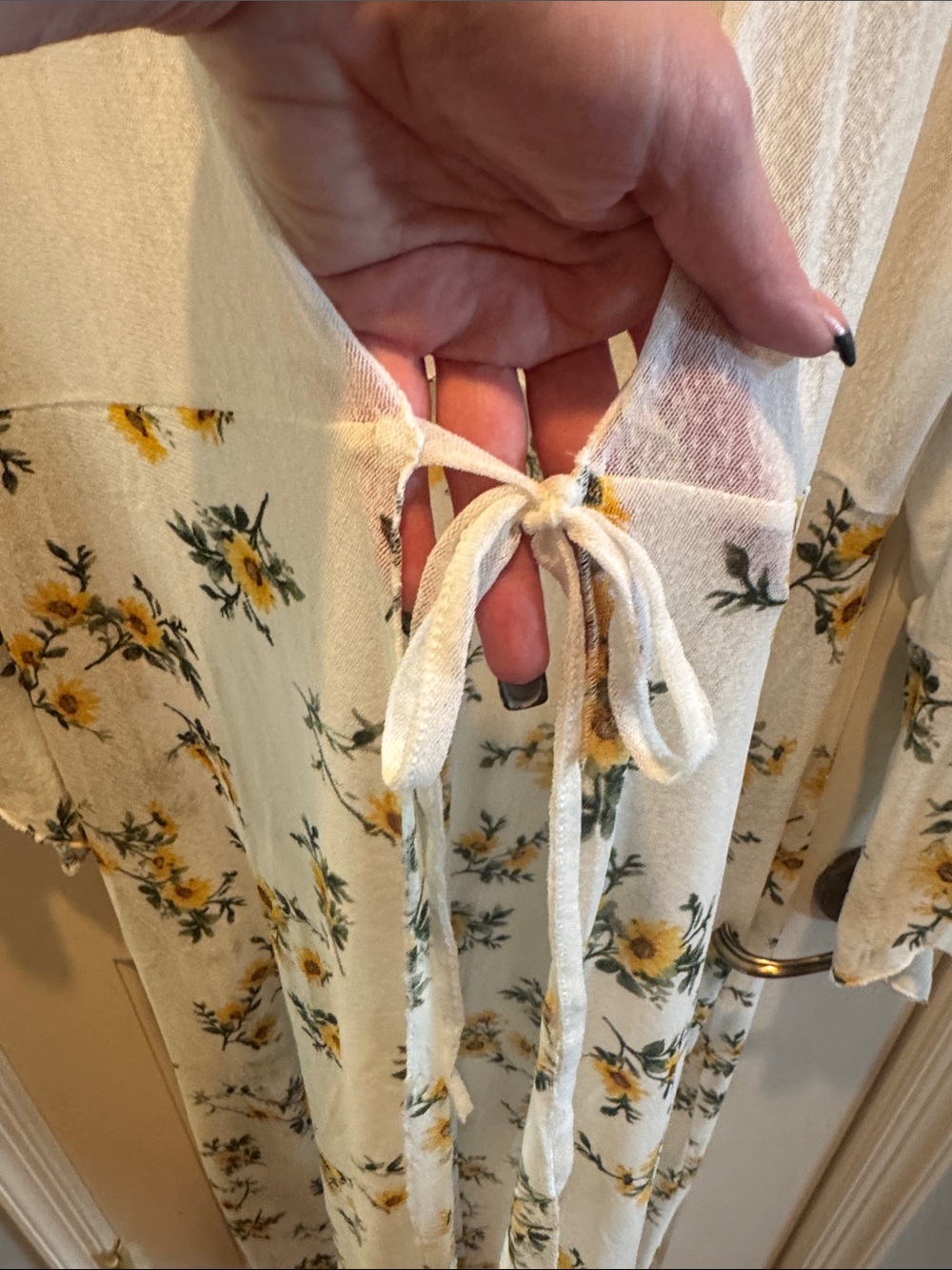 White Floral Tie-Waist Maxi Dress Cover-Up - Picture 3 of 8